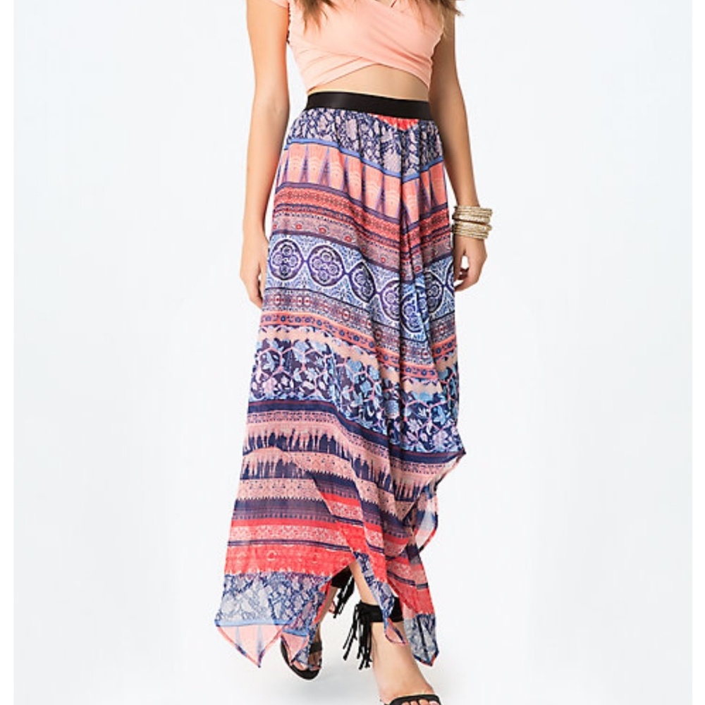 Bebe "Printed Handkerchief Skirt," S (NWT)